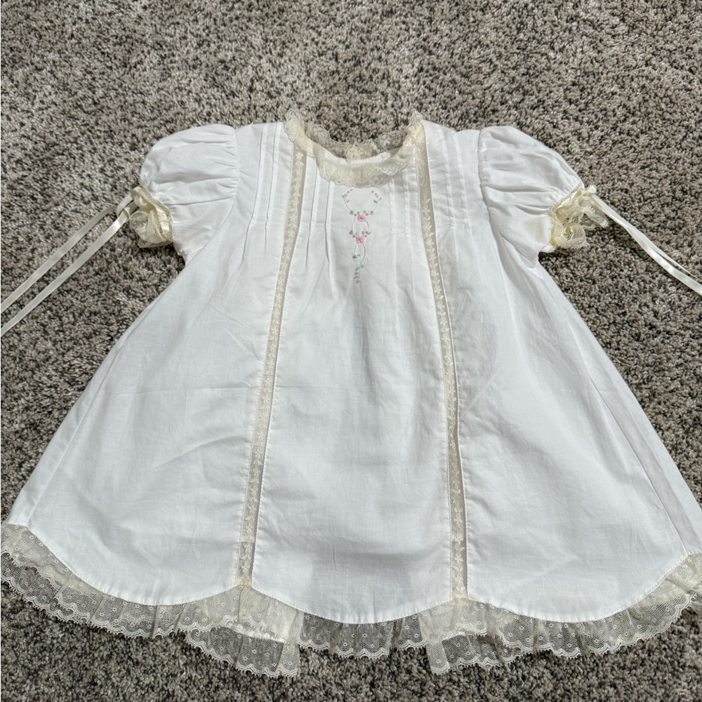 Source Unknown Ivory Baby Dress with Lace